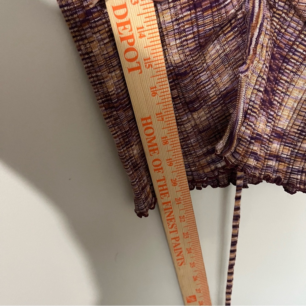 Arizona Jean Co Women’s Top XXL Purple Rust Y2K Cropped Ruched Ribbed NWT - Picture 7 of 10